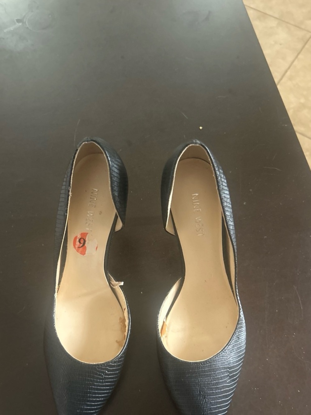 Nine West Black Textured D'Orsay Pointed Toe Flats